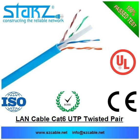 network cat6 utp lan cable 23awg 4pairs pure copper cca pvc1000ft