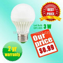 3w LED bulb light with thermal ABS housing only 0.99USD 