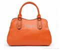 colorful fine orange leather  lady tote bag 1