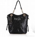 unique tripes stitched leather women handbags 1