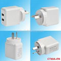 2 USB port  Power Adapter for iphone & ipod 4