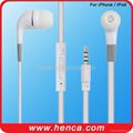 handfree earphone with volume control and mic for iphone