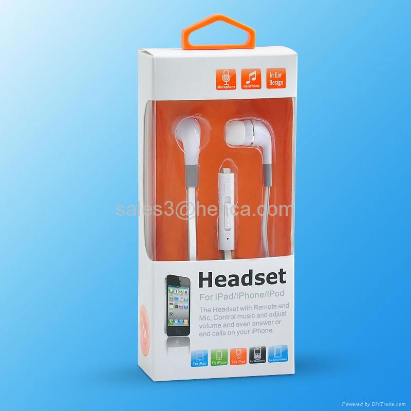 handfree earphone with volume control and mic for iphone 4