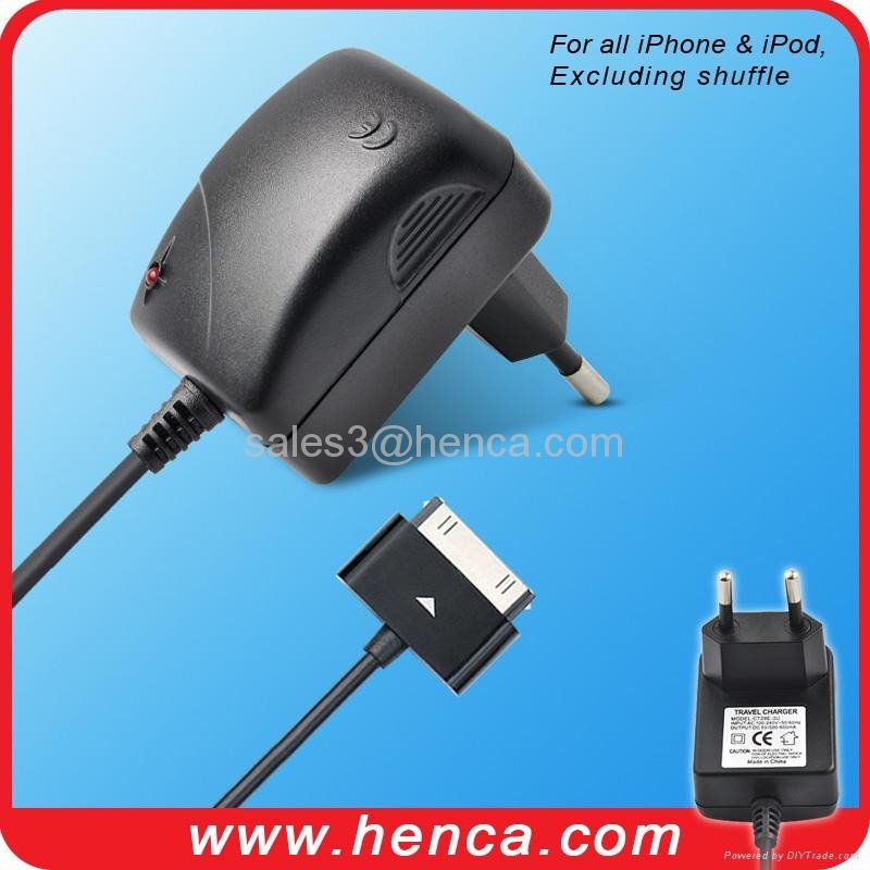 travel charger with 30pin connector for iPhone 