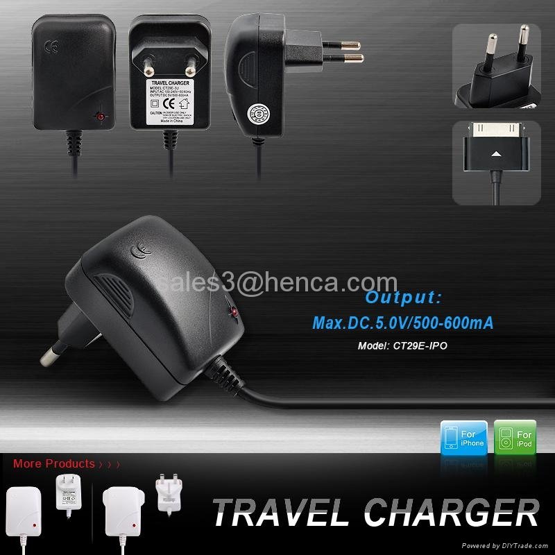 travel charger with 30pin connector for iPhone  5
