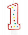 Number Birthday Candle with colour dot 1