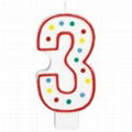 Number Birthday Candle with colour dot 2