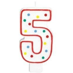 Number Birthday Candle with colour dot 3