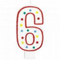 Number Birthday Candle with colour dot 4