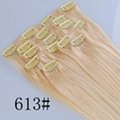 100% human remy hair clip in hair extension 5