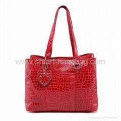 Large Red Stone Texture PU Tote Bag for Office Lady