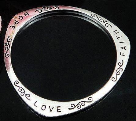 Hot Fine Jewelry New Lady's Solid Silver Cuff Love Bangle/Bracelet JP925