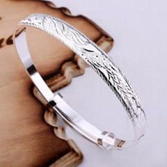 Hot Fine Jewelry New Lady's 925 Silver Cuff Bangle/Bracelet 