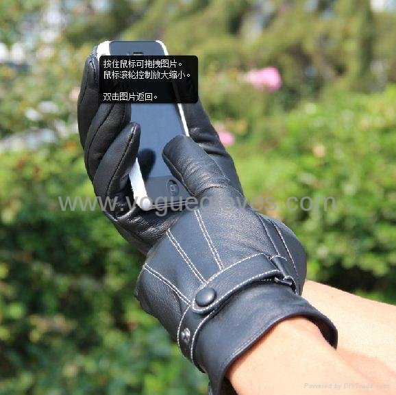 Genuine Leather Screen Touching Gloves 4