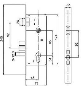 745-3F mortise lock  2