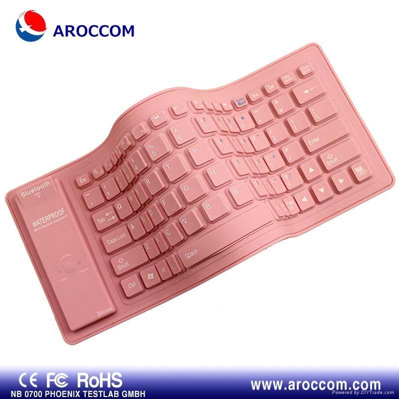 Flexible folding silicon bluetooth keyboard/waterproof keyboard 