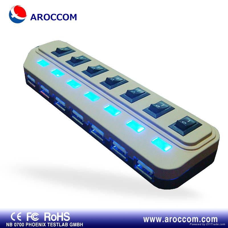 7 port usb hub with switches control power socket shape 2