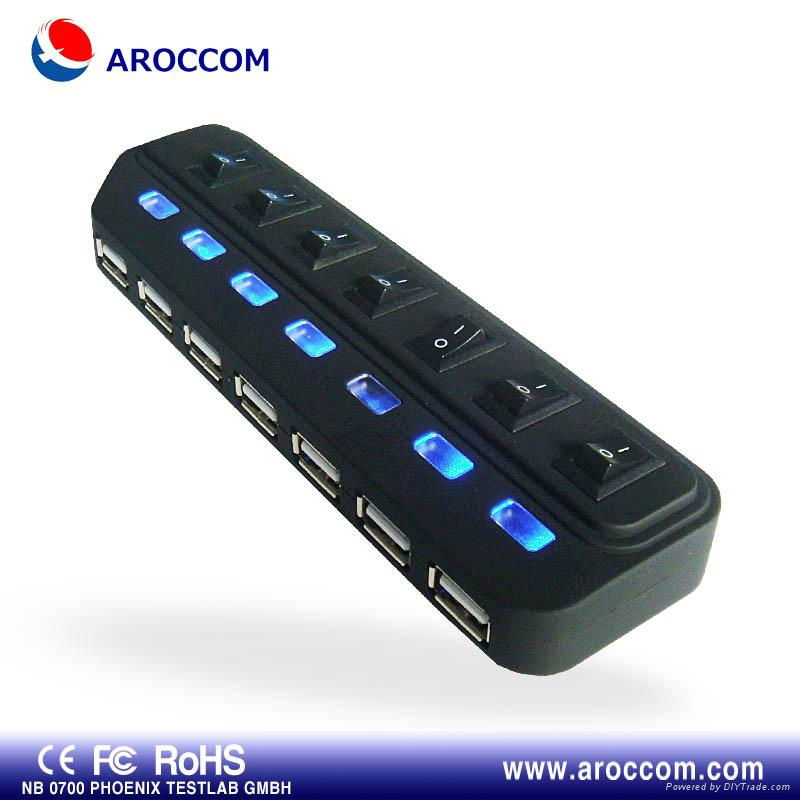 7 port usb hub with switches control power socket shape 3