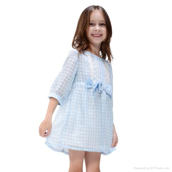 2013 blue summer lace child dress  girls summer dres