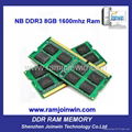 FCC CE RoHS cheap price 8bits 1600mhz ddr3 laptop 8gb ram 2