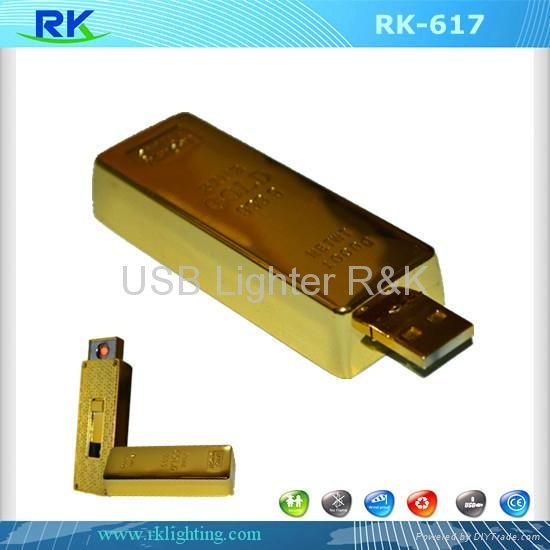 Gold Bar Built-in Windproof Flameless USB Lighter