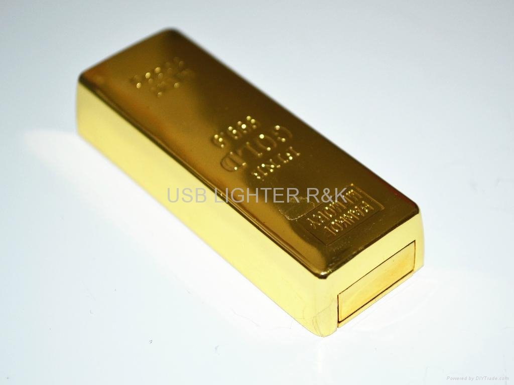 Gold Bar Built-in Windproof Flameless USB Lighter 2