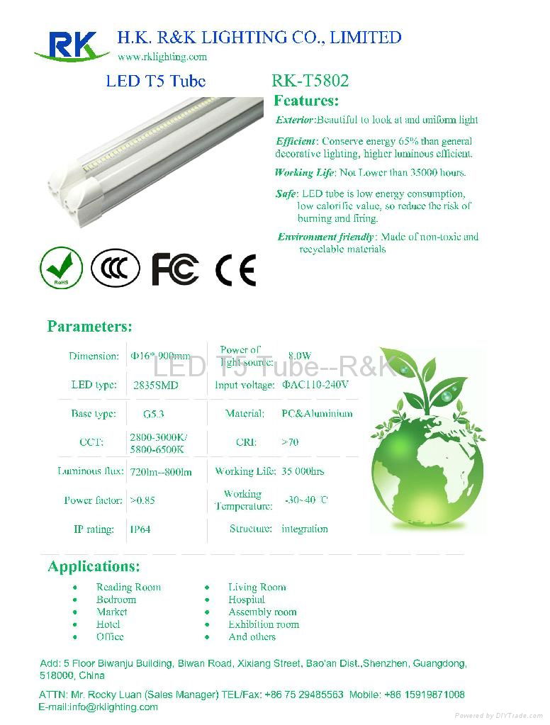 LED lighting LED Tube lighting Fluorescent T5 tubes 8W 2