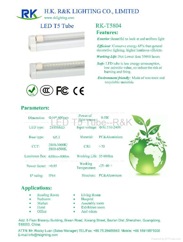 LED Tube Lighting SMD LED Tube T5 LED T5 CE 8W 2