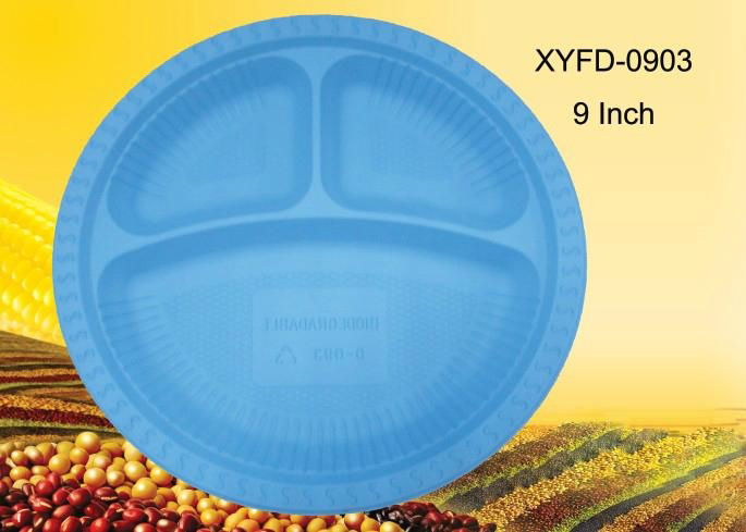 biodegradable plastic plates 9 inch 3 compartments 3