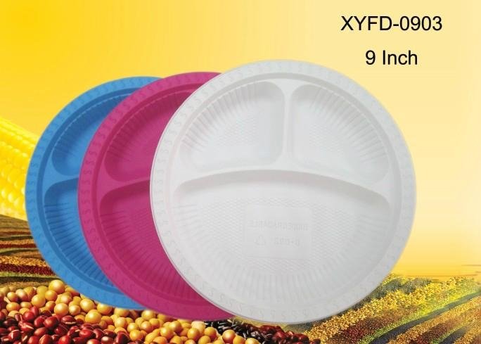 biodegradable plastic plates 9 inch 3 compartments 5