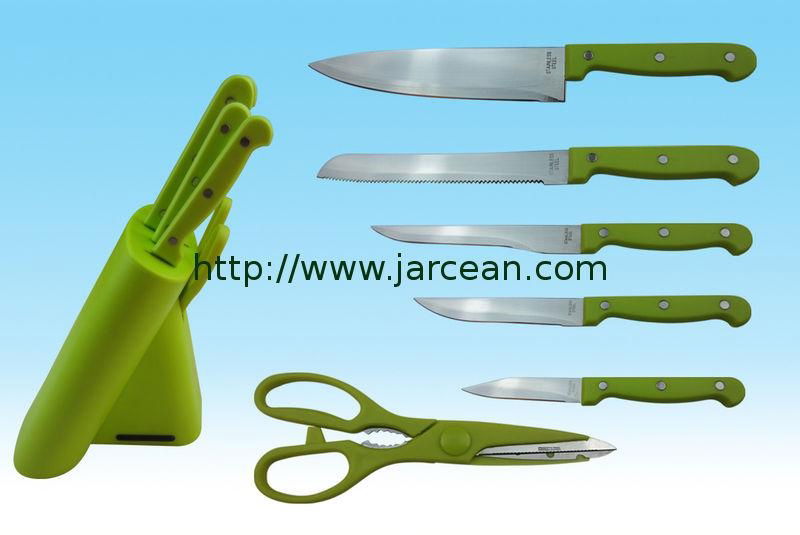 Ceramic/non-stick coating knives set with different color