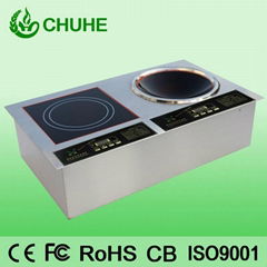 Two burner commercial induction cooker 