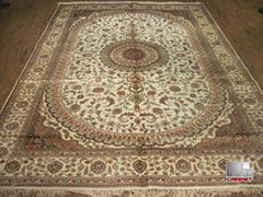 hand knotted silk rug