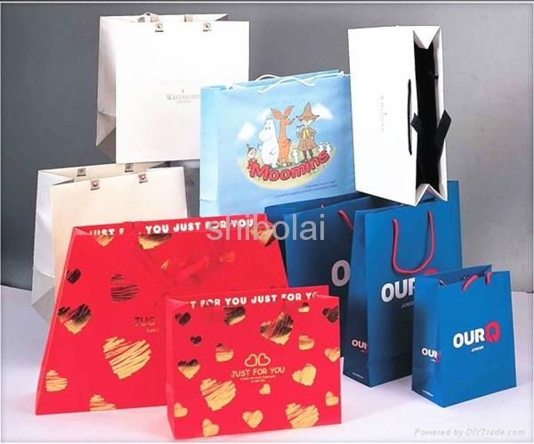 custom cheap white art paper bags with handles wholesale 4