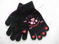 Ladies 95% Acrylic 5% Spandex Magic Glove with the Rubber Print on Top-palm and  2