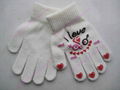 Ladies 95% Acrylic 5% Spandex Magic Glove with the Rubber Print on Top-palm and  4