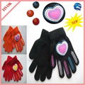 Ladies 95% Acrylic 5% Spandex Magic Glove with the Rubber Print on Top-palm and  1