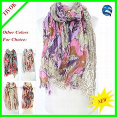 Ladies 100% Polyester Printed Scarf 180*110cm