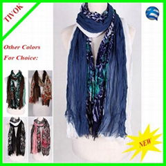 Ladies 100% Polyester Printed Scarf 180*35cm