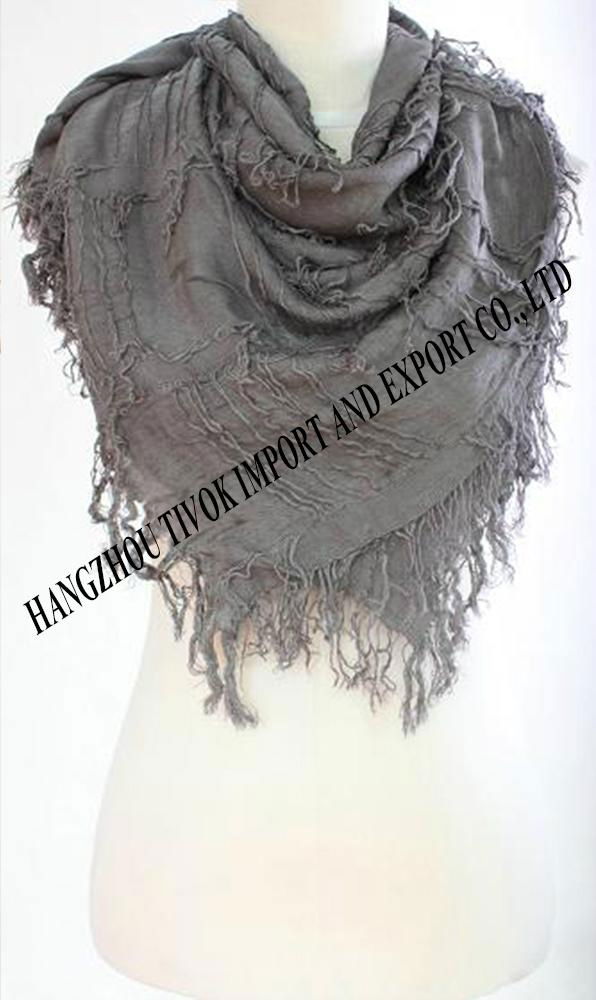 100% Viscose Lady Fashion Scarf with Fringer 110*110cm 3