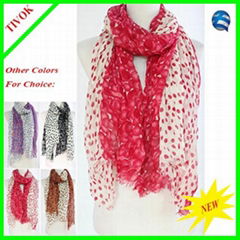 Ladies 100% Polyester Fashion Scarf with Polka Dot Pattern 180*90CM