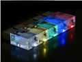 Crystal usb stick with logo lase inside with colorful led lights 