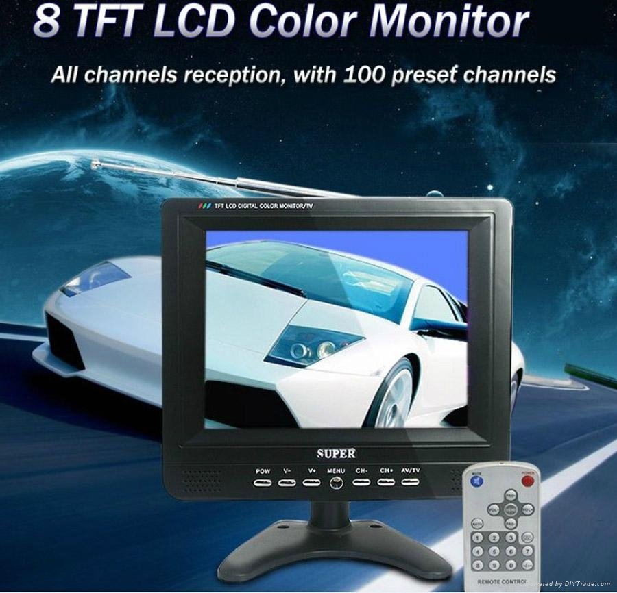 8 inch car lcd TV lcd monitor AV+TV+VGA
