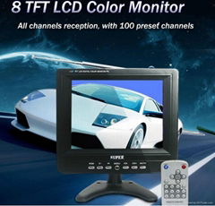 8 inch car lcd TV lcd monitor AV+TV+VGA