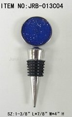 Metal wine stopper with colorful epoxy