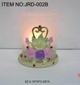 Metal candle holder with colorful epoxy flowers
