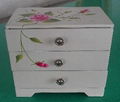 Pink Flower White Wooden Jewelry Box 1