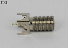 F Straight Connector  PC Mount Type/Brass Shell Nickel Plating