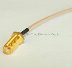 Coaxial Cable Assembly with Bulkhead SMA-K Connector Suitable for RG174 Flexibl