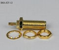 SMA Female Bulkhead Crimp Type Coaxial Connector with Brass Body and Gold Platin